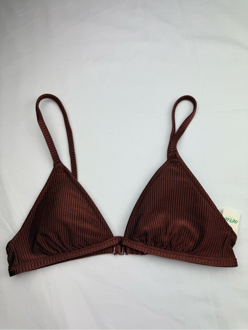 Aerie swim Ribbed Triangle Bralette - Chocolate Brown